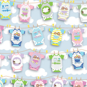 Roos mooier cadeaupapier baby waslijn 50cm x 150mtr 80gr/m² VH