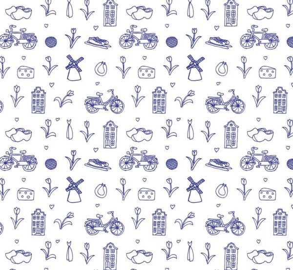 Roos Mooier Cadeaupapier Holland Blauw 50cm x 200mtr 70gr