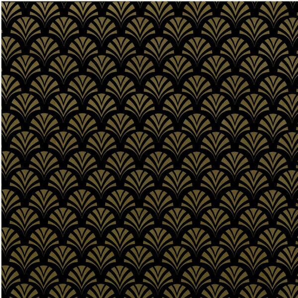 Roos Mooier Cadeaupapier Royal Zwart Gold Waaier 30cm x 200mtr 80 gr KE