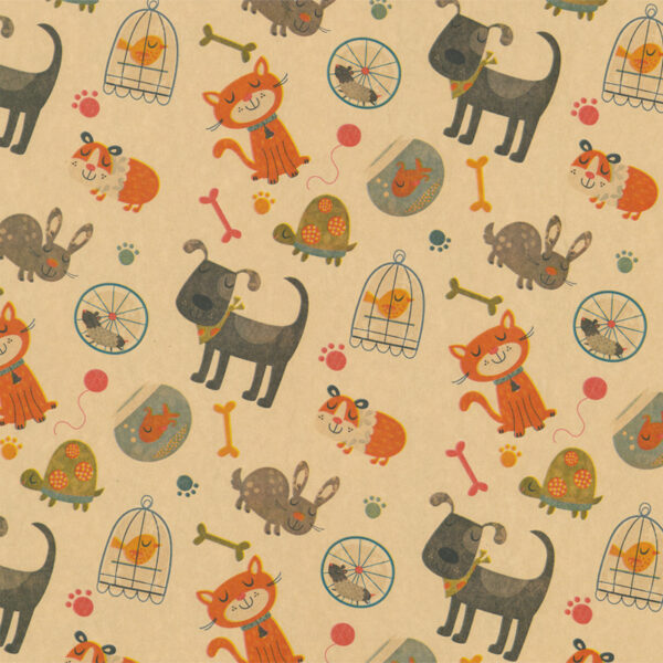 Roos Mooier Cadeaupapier huisdieren geluk Kraft 70cm x 200mtr 70gr/m² KE904