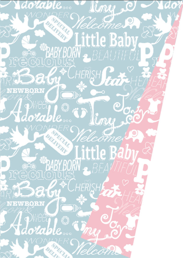 Roos Mooier Cadeaupapier Duo Baby Roze-Blauw 50cm x 175cm 80gr/m² K