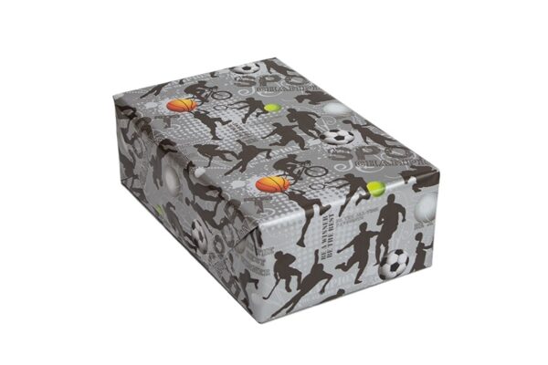 Roos Mooier cadeaupapier Glossy sport Grijs Zilver 30cm x 200mtr 80gr/m² KH - Afbeelding 2