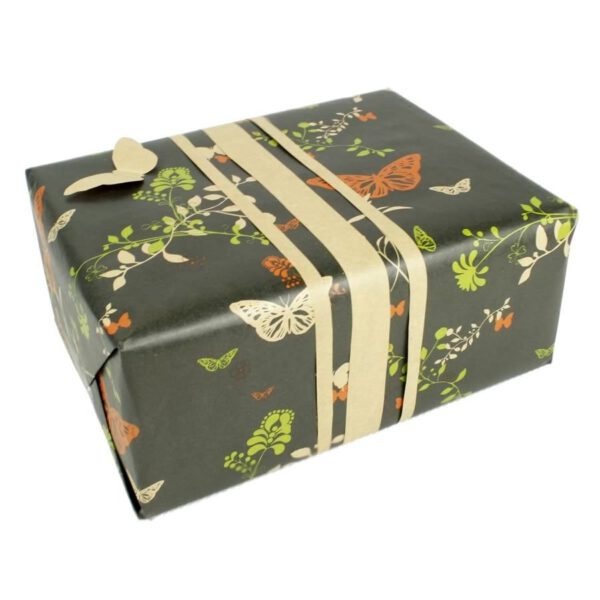 Roos Mooier Cadeaupapier Nature Kraft Vlinder 50cm x 200mtr 70gr/m² KE105 - Afbeelding 2