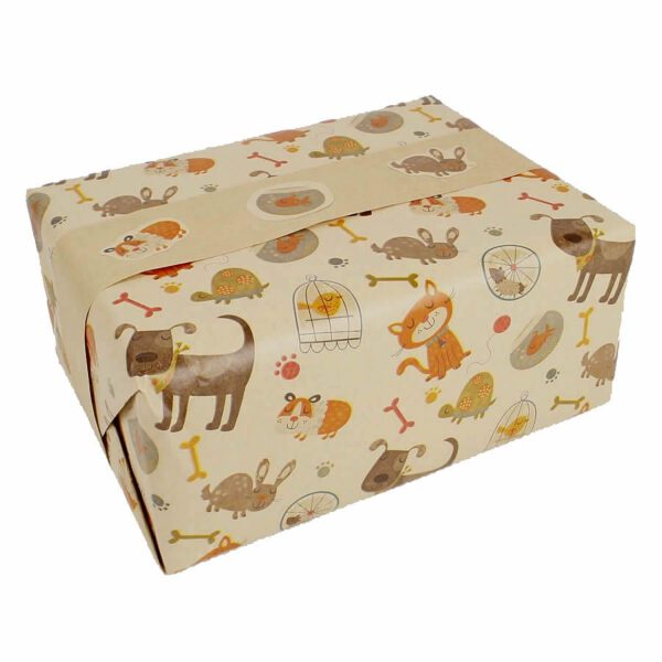 Roos Mooier Cadeaupapier huisdieren geluk Kraft 30cm x 200mtr 70gr/m² KE904 - Afbeelding 2