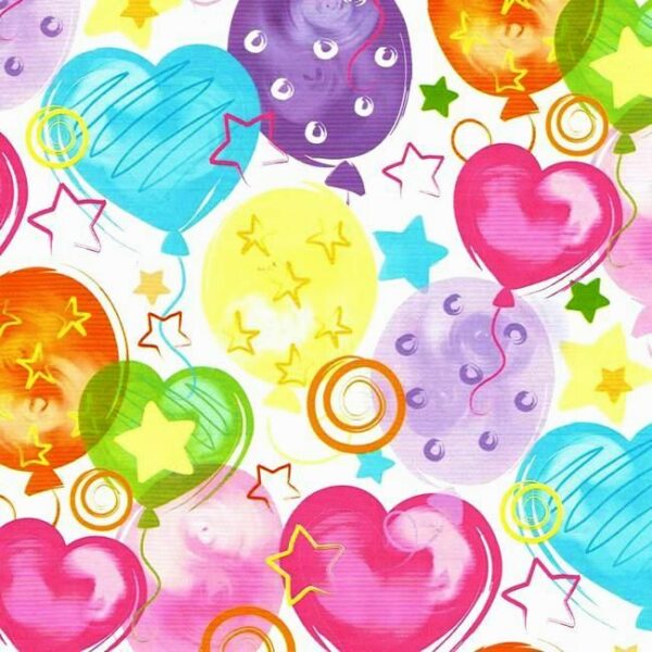 Roos Mooier Cadeaupapier Feest Balloons with stars 30cm x 200 meter 65gr/m² KH