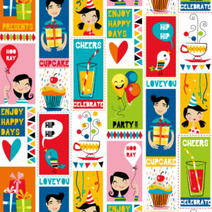 Roos Mooier Cadeaupapier Happy Party 50cm x 200mtr  70gr/m² KE923