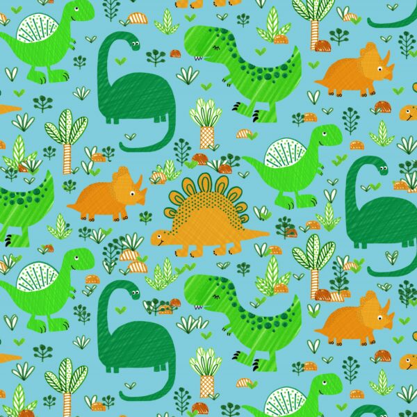 Roos Mooier Cadeaupapier Funny Dino Green Orange 30cm x 200meter 80gr/m² K