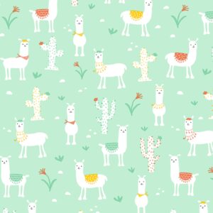 Roos Mooier Cadeaupapier Lama Mint 70cm x 200meter 80gr/m² k60