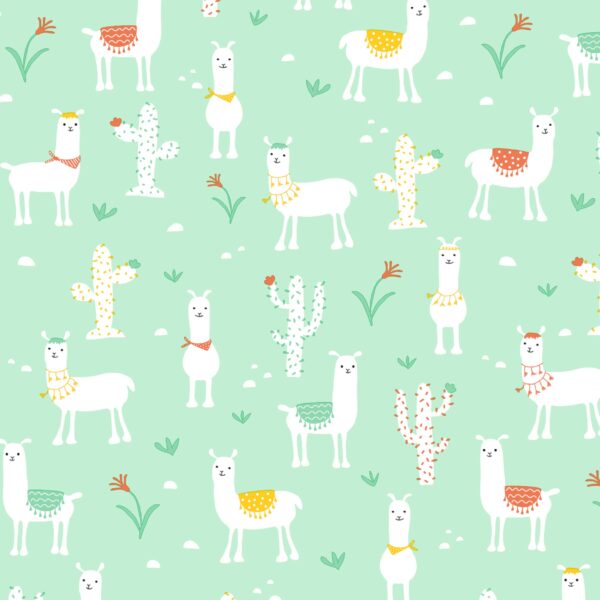 Roos Mooier Cadeaupapier Lama Mint 70cm x 200meter 80gr/m² k60