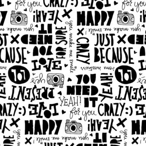 Roos Mooier Cadeaupapier Black and White Happy present 50cm x 200meter 80gr/m² K
