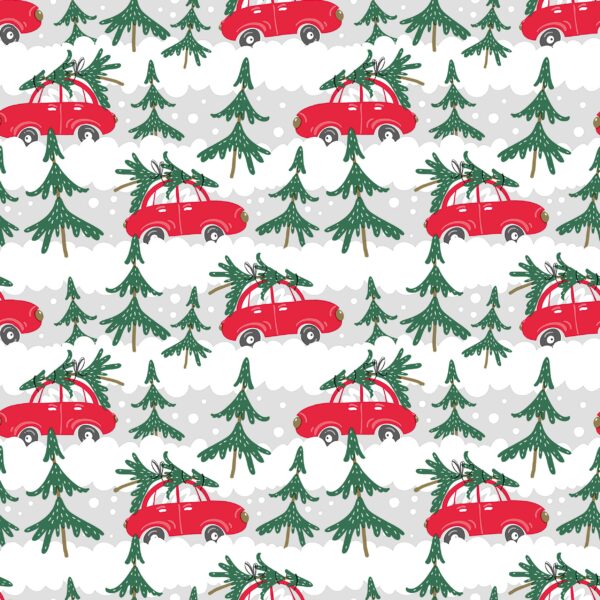 Roos Mooier Cadeaupapier X-mas Cars Red 40cm x 200meter 80gr/m² K69
