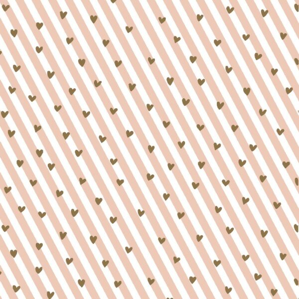 Roos Mooier Cadeaupapier Hartjes Coral Gold 50cm x 200mtr 80gr/m² K
