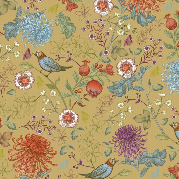 Roos Mooier Cadeaupapier Birdy-blossom 50cm x 250meter 60gr/m² K