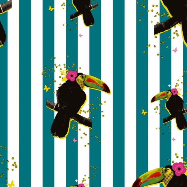 Roos Mooier Cadeaupapier Toucan Petrol 30cm x 200mtr 80gr/m² K