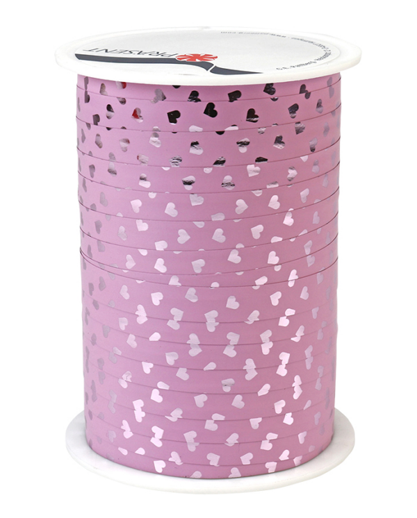Roos Mooier Cadeaulint Hart Roze 10mm x 100mtr