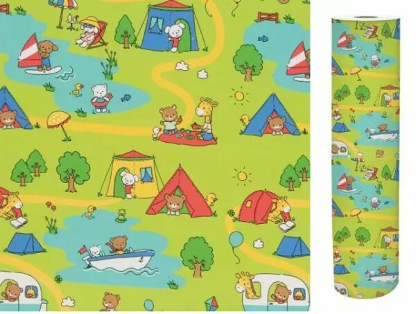 Roos Mooier Cadeaupapier Kamperen 50cm x 150meter 80gr/m² V - Afbeelding 2
