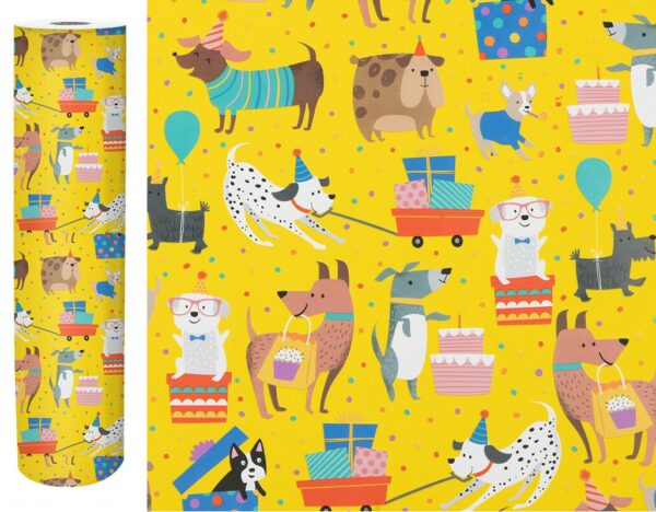 Roos Mooier Cadeaupapier Dog Party 50cm x 150meter 80gr/m² V - Afbeelding 2