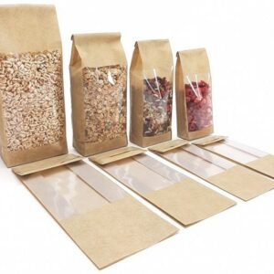 Roos Mooiere Blokbodemzak Kraft look venster 70 + 40 x 220 60MY P stuk