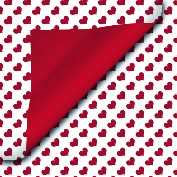 Roos Mooier Cadeaupapier Hartjes rood Duo 30cm x 100 meter 70gr/M²