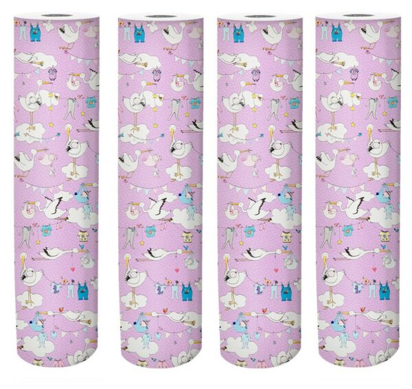 Roos mooier cadeaupapier Ooievaar Roze 50cm x 150 meter 80gr/m² - Afbeelding 2