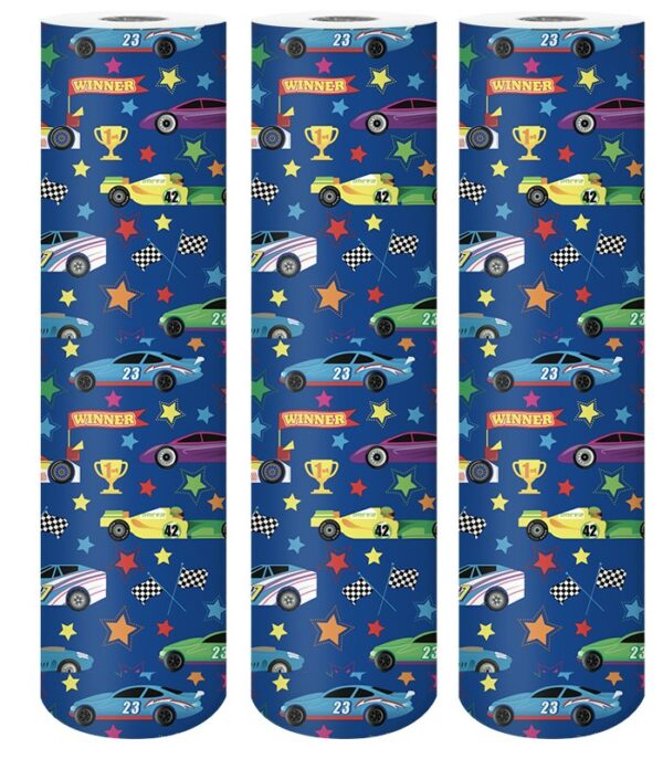 Roos Mooier Cadeaupapier snelle auto's 50cm x 150meter 80gr/m² V - Afbeelding 2