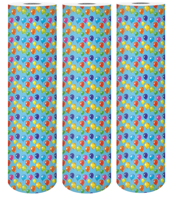 Roos mooier cadeaupapier balloons Licht BLAUW 30cmx200meter 80gr m² V - Afbeelding 2