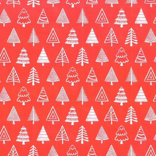 Roos Mooier Cadeaupapier Kerst bomen rood 50cm x 200m AKTIE
