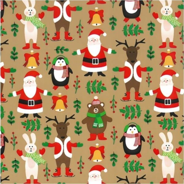 Roos Mooier Cadeaupapier Kerstdieren 30cm x 200m