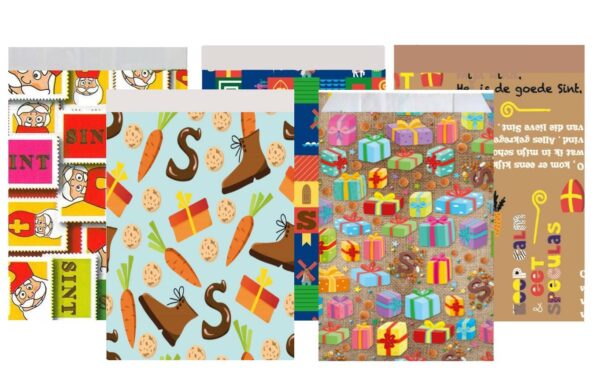 Roos Mooiere Sinterklaas Cadeau zakjes (5 x 100 mix) 500 stuks 12x19cm