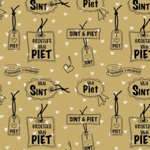 Roos mooier cadeaupapier Kraft Sint en Piet 50cmx250m