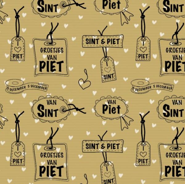Roos mooier cadeaupapier Kraft Sint en Piet 50cmx250m