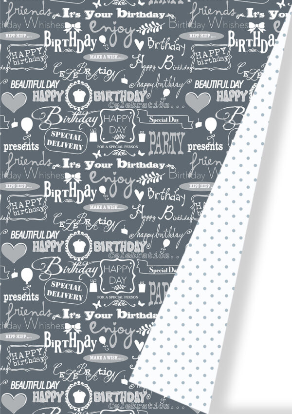 Roos Mooier Cadeaupapier Happy Birthday ChalkBoard DUO 30cmx175m