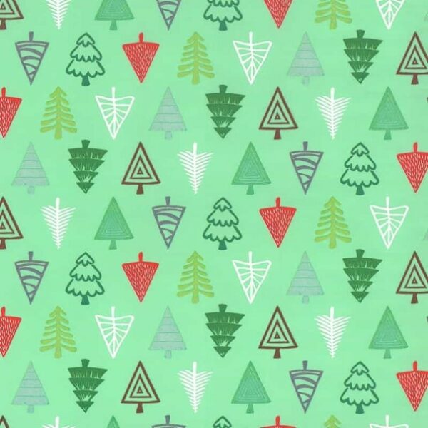Roos Mooier Cadeaupapier kerstbomen lichtgroen 30cmx200m
