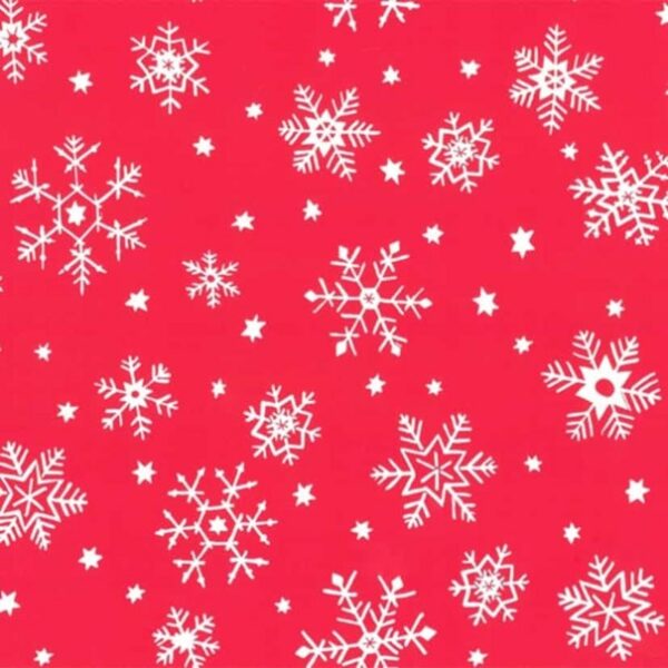 Roos Mooier Cadeaupapier Sneeuwvlok rood 50cmx200m AKTIE
