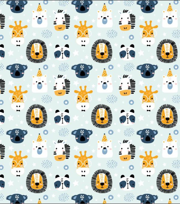 Roos Mooier Cadeaupapier Safari blauw-groen 50cmx200m