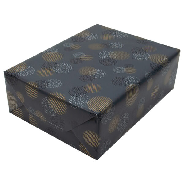 Roos Mooier Cadeaupapier Cirkels goud-zwart 30cmx200m - Afbeelding 3