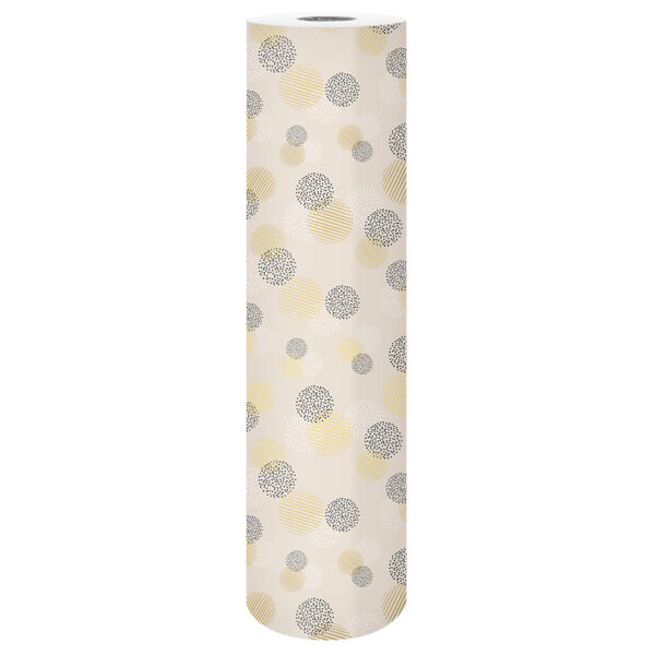 Roos Mooier Cadeaupapier Cirkels crème-goud  30cmx200m - Afbeelding 3