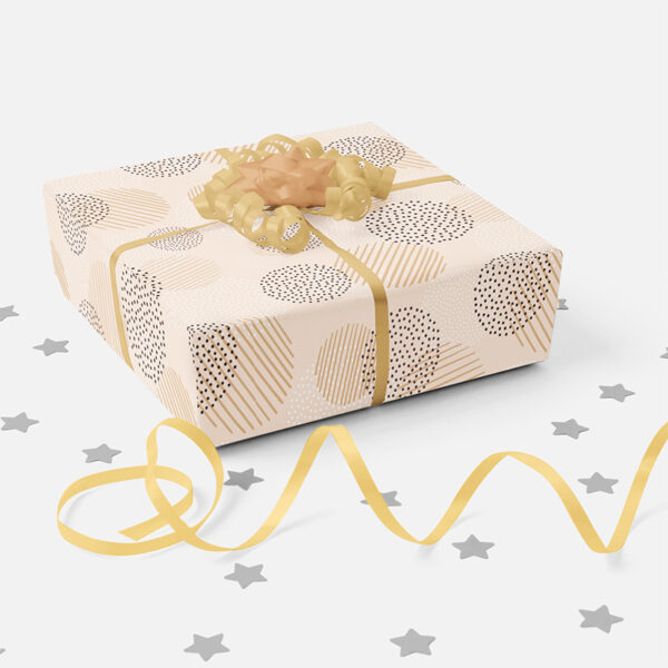 Roos Mooier Cadeaupapier Cirkels crème-goud  30cmx200m - Afbeelding 2