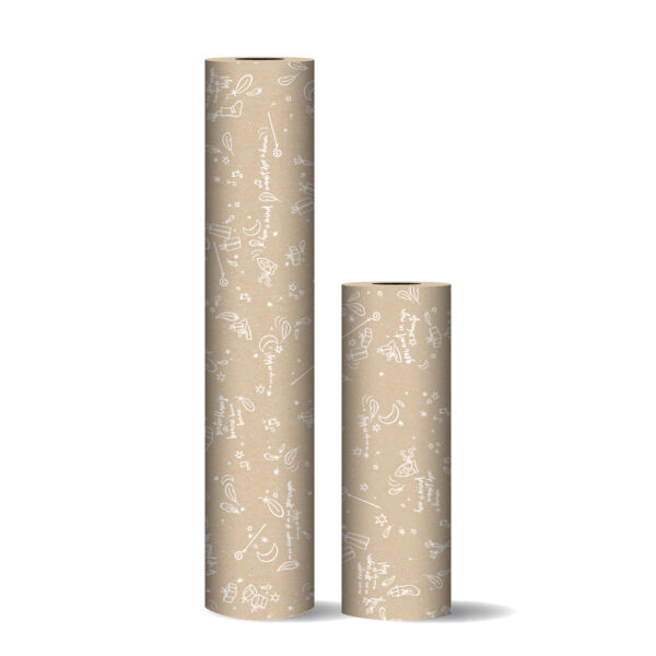 Roos Mooier Cadeaupapier Sinterklaas liedjes kraft/wit 50cmx100m - Afbeelding 2