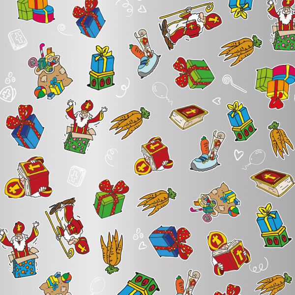 Roos Mooier Cadeaupapier Sint zilver 30cmx250m