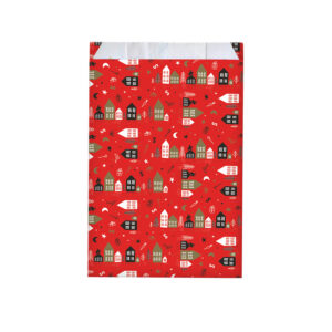 Roos Mooiere Cadeau zakjes Sint Huisje Rood met goud opdruk 12cm x 19cm 300 stuks