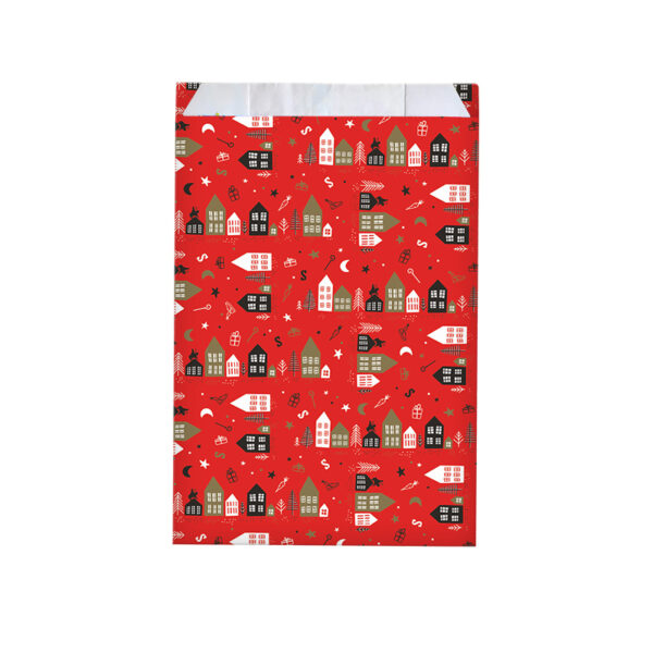 Roos Mooiere Cadeau zakjes Sint Huisje Rood met goud opdruk 12cm x 19cm 300 stuks