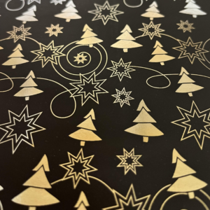 Roos Mooier Cadeaupapier Kerst zwart met zilver 50cmx100m