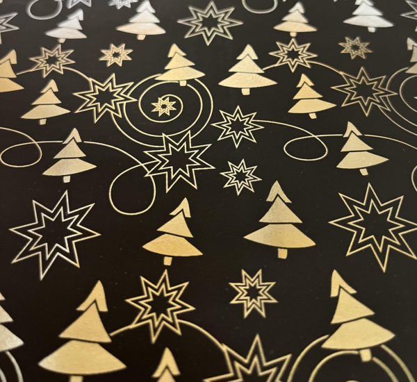 Roos Mooier Cadeaupapier Kerst zwart met zilver 50cmx100m
