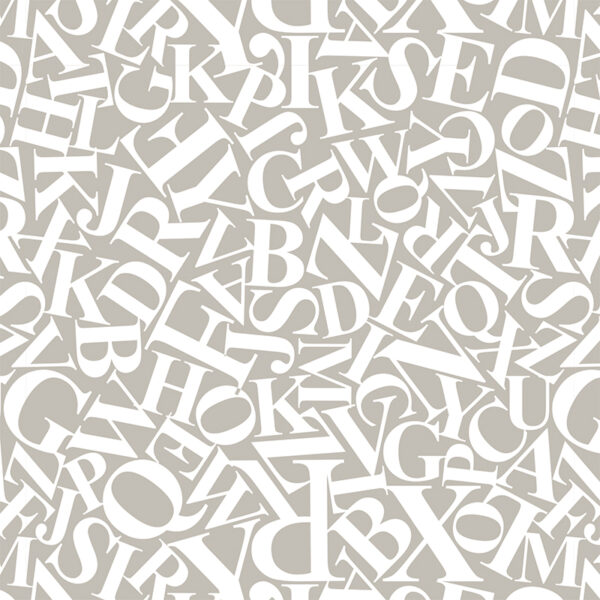 Roos Mooier Cadeaupapier Letters taupe 50cm x 200m