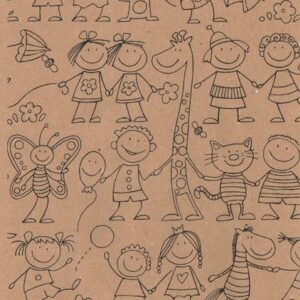 Roos Mooier Cadeaupapier Spelende kinderen Kraft  50cm x 200mtr