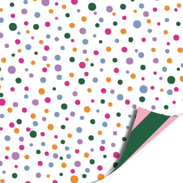 Roos Mooier Cadeaupapier confetti streep duo 70cmx100m