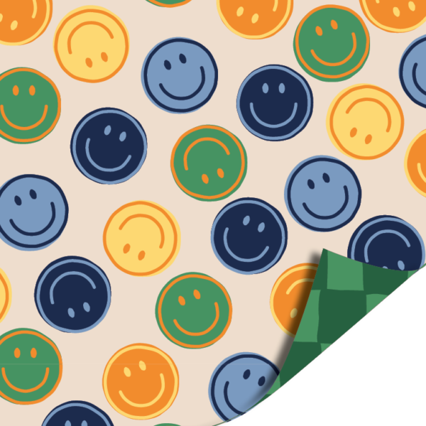 Roos Mooier Cadeaupapier Smiley blauw-groen duo 70cmx100m