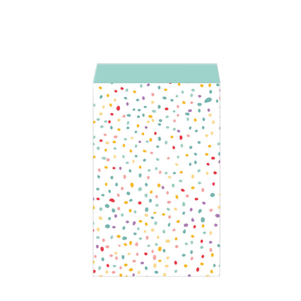 Roos Mooier Cadeauzakje  wit stippen gekleurd 12 x 19 DS a 200 st