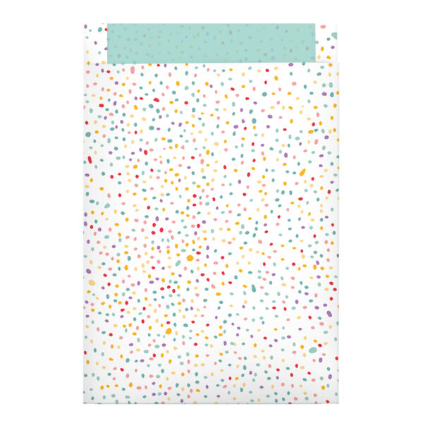 Roos Mooiere Tijdschriftzakken wit stippen gekleurd 25x4x34+2cm 100st NIEUW